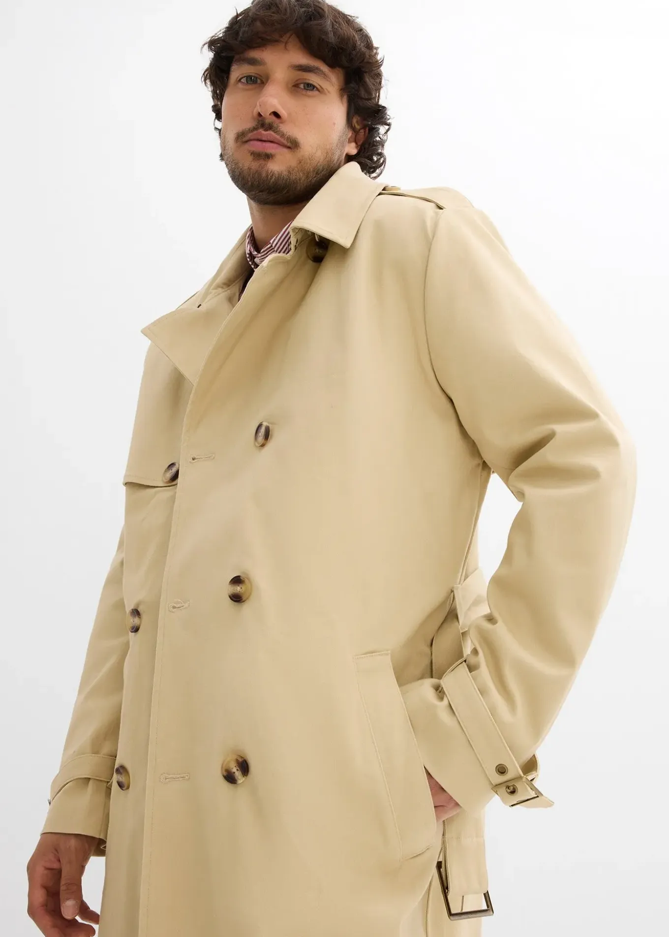 Trench-coat déperlant avec capuche amovible