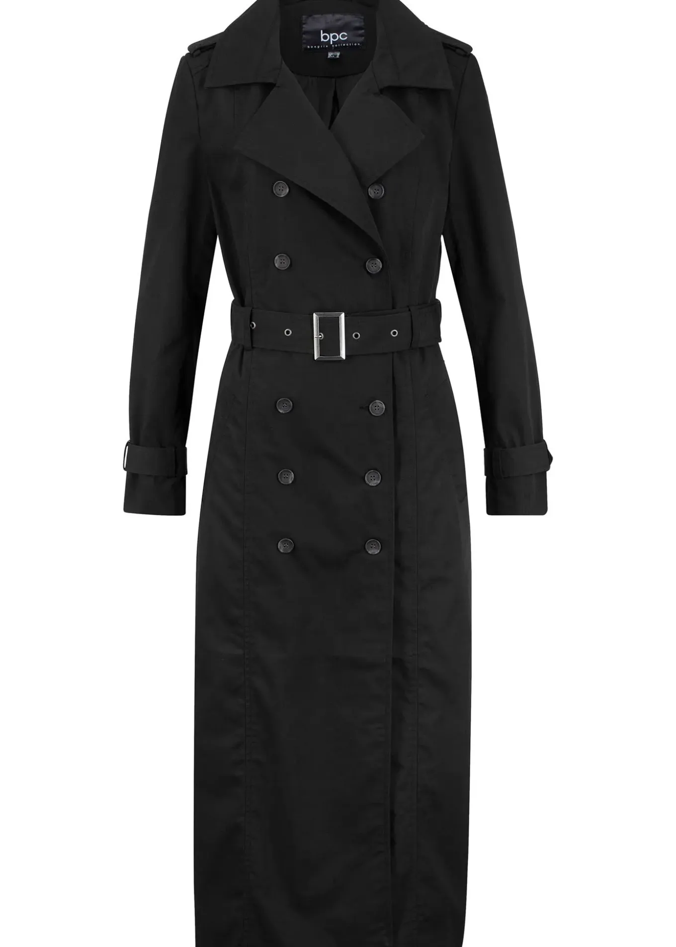 Trench-coat long ceinturé à la taille