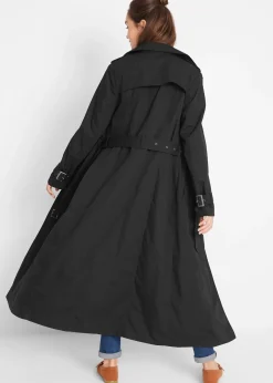Trench-coat long ceinturé à la taille