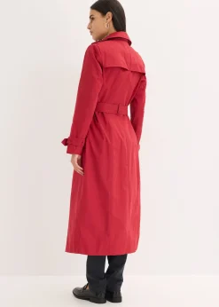 Trench-coat long ceinturé à la taille