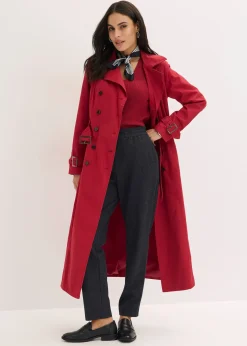 Trench-coat long ceinturé à la taille