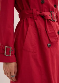 Trench-coat long ceinturé à la taille
