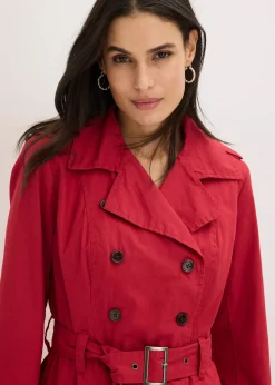 Trench-coat long ceinturé à la taille