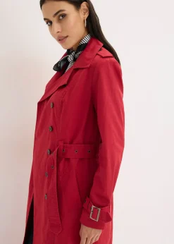 Trench-coat long ceinturé à la taille