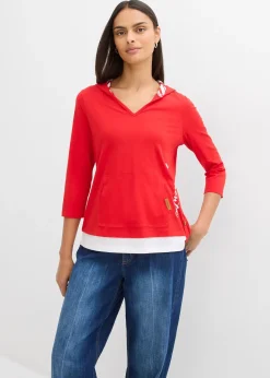 T-shirt à capuche, manches 3/4, 100% coton