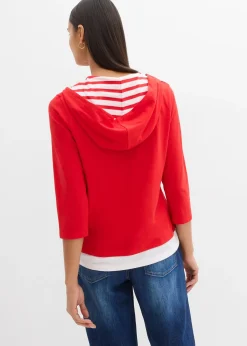 T-shirt à capuche, manches 3/4, 100% coton