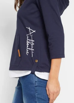 T-shirt à capuche, manches 3/4, 100% coton