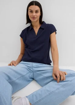 T-shirt à col polo ouvert