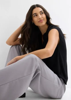 T-shirt à col tunisien en viscose mélangée