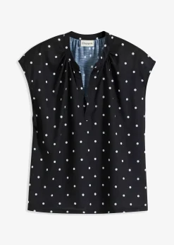 T-shirt à col tunisien en viscose mélangée