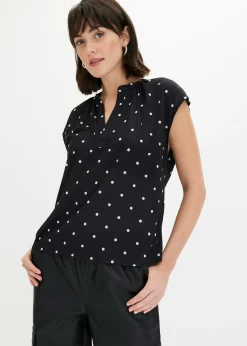 T-shirt à col tunisien en viscose mélangée