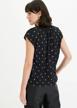 T-shirt à col tunisien en viscose mélangée