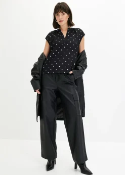 T-shirt à col tunisien en viscose mélangée