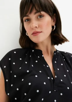 T-shirt à col tunisien en viscose mélangée