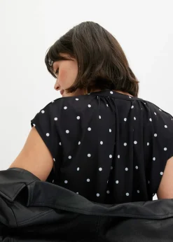 T-shirt à col tunisien en viscose mélangée