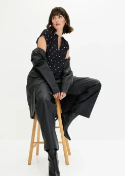 T-shirt à col tunisien en viscose mélangée