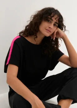 T-shirt 100% coton avec galon fluo