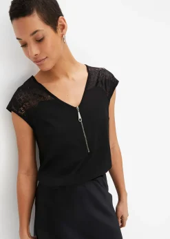 T-shirt à empiècement dentelle