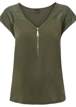 T-shirt à empiècement dentelle