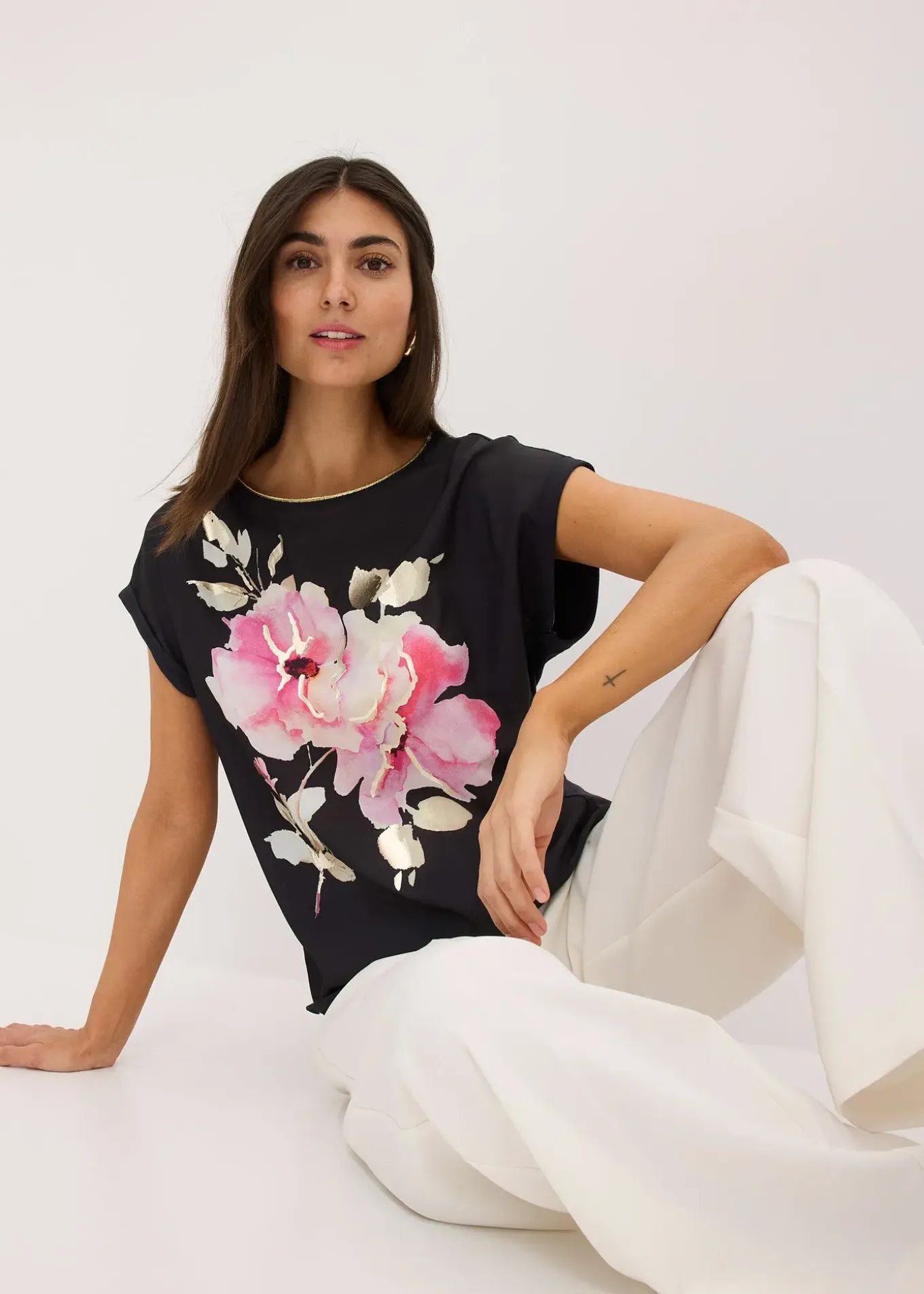 T-shirt à empiècement tissé