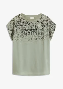 T-shirt à empiècement tissé et strass