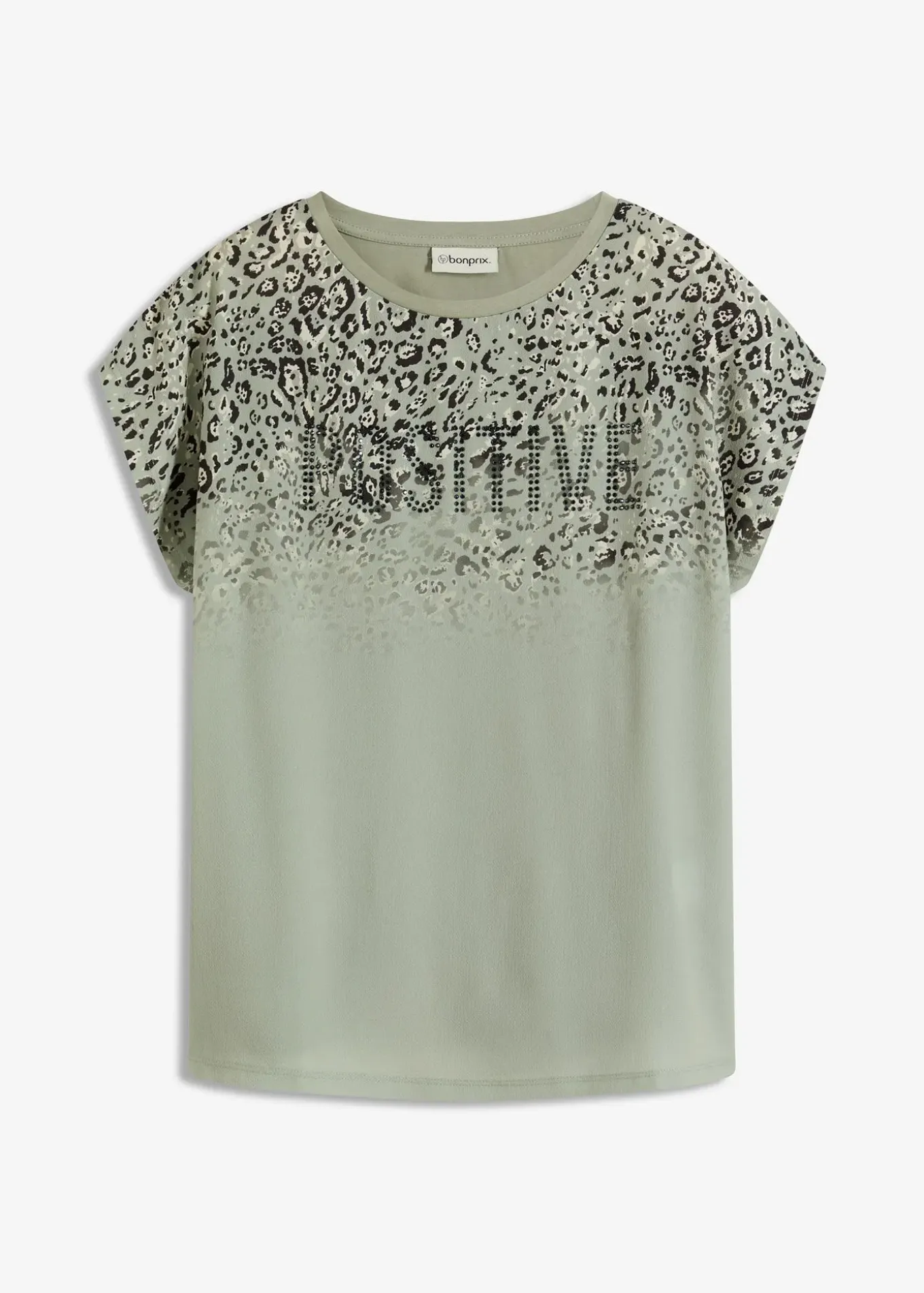 T-shirt à empiècement tissé et strass