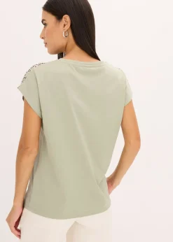 T-shirt à empiècement tissé et strass