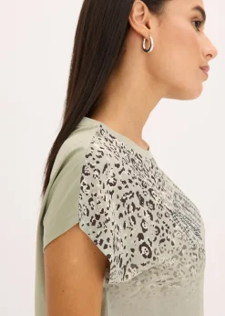 T-shirt à empiècement tissé et strass