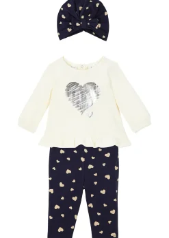 T-shirt + legging + bonnet bébé (Ens. 3 pces.) coton