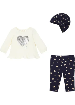 T-shirt + legging + bonnet bébé (Ens. 3 pces.) coton