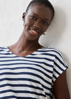 T-shirt 100% lin à manches chauve-souris