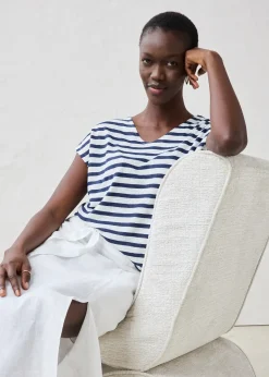 T-shirt 100% lin à manches chauve-souris