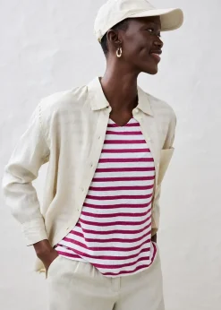 T-shirt 100% lin à manches chauve-souris