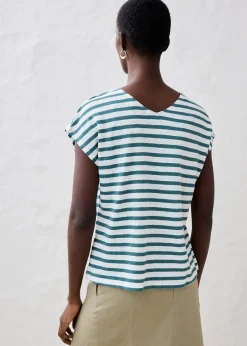 T-shirt 100% lin à manches chauve-souris