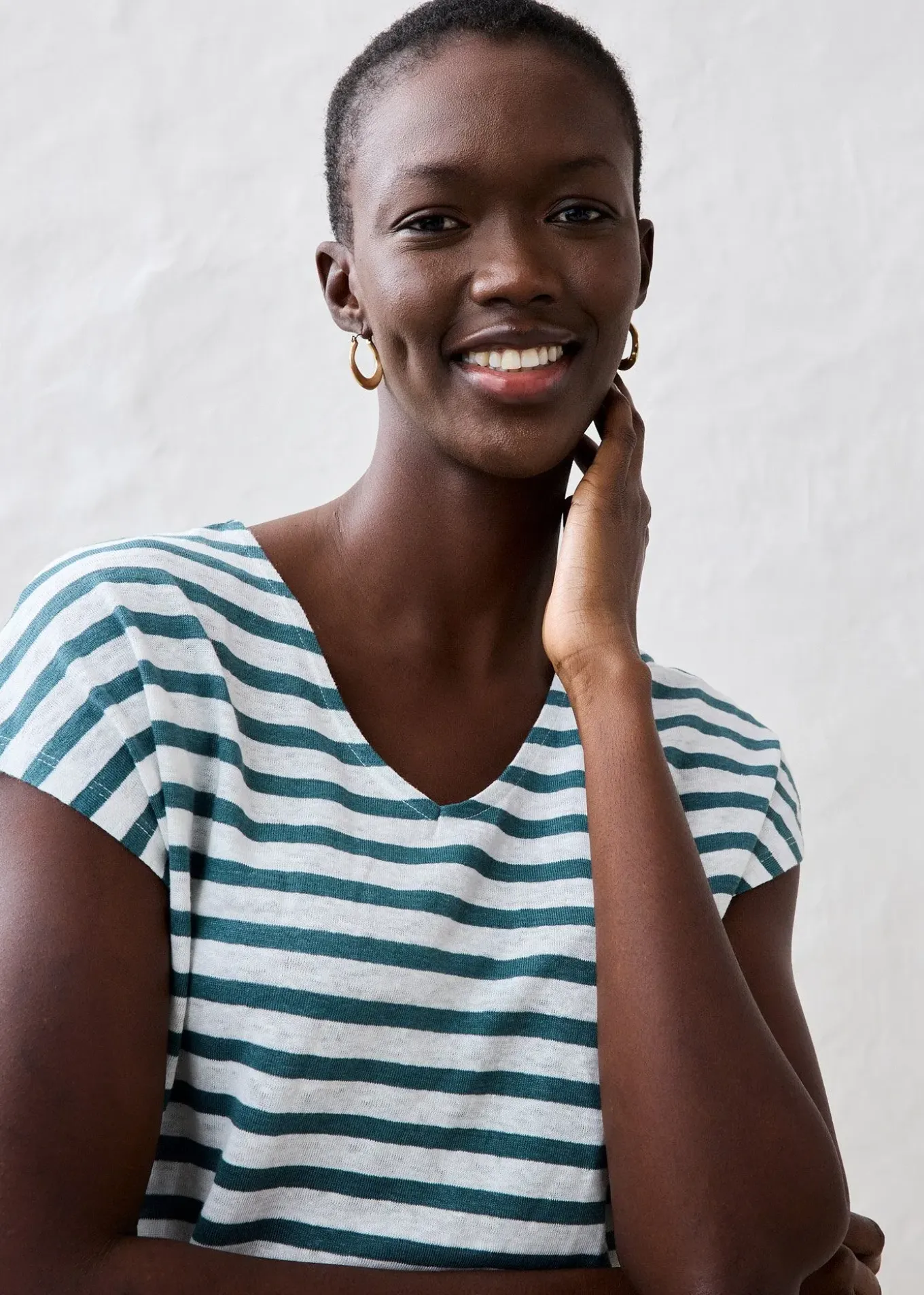 T-shirt 100% lin à manches chauve-souris