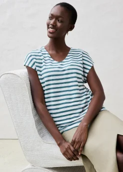 T-shirt 100% lin à manches chauve-souris