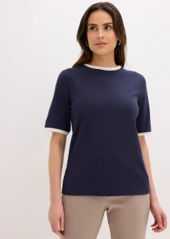 T-shirt à liserés en dentelle