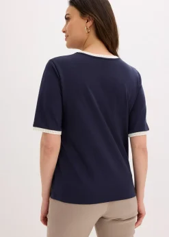 T-shirt à liserés en dentelle