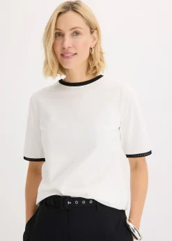 T-shirt à liserés en dentelle