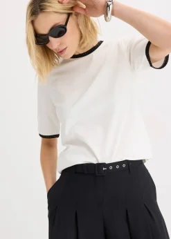 T-shirt à liserés en dentelle