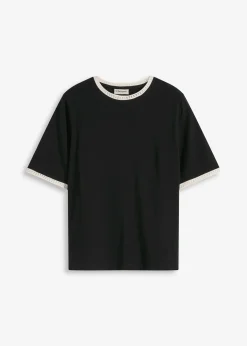 T-shirt à liserés en dentelle