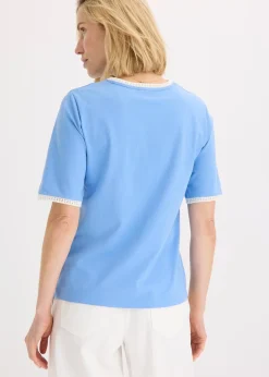 T-shirt à liserés en dentelle