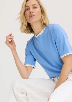 T-shirt à liserés en dentelle