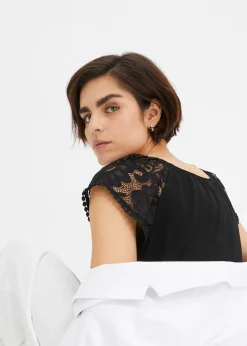 T-shirt à manches en dentelle