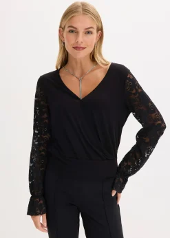 T-shirt à manches longues en dentelle