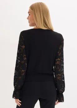 T-shirt à manches longues en dentelle