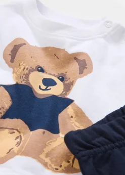 T-shirt à motif ours et pantalon 100% coton (ens. 2 pces)
