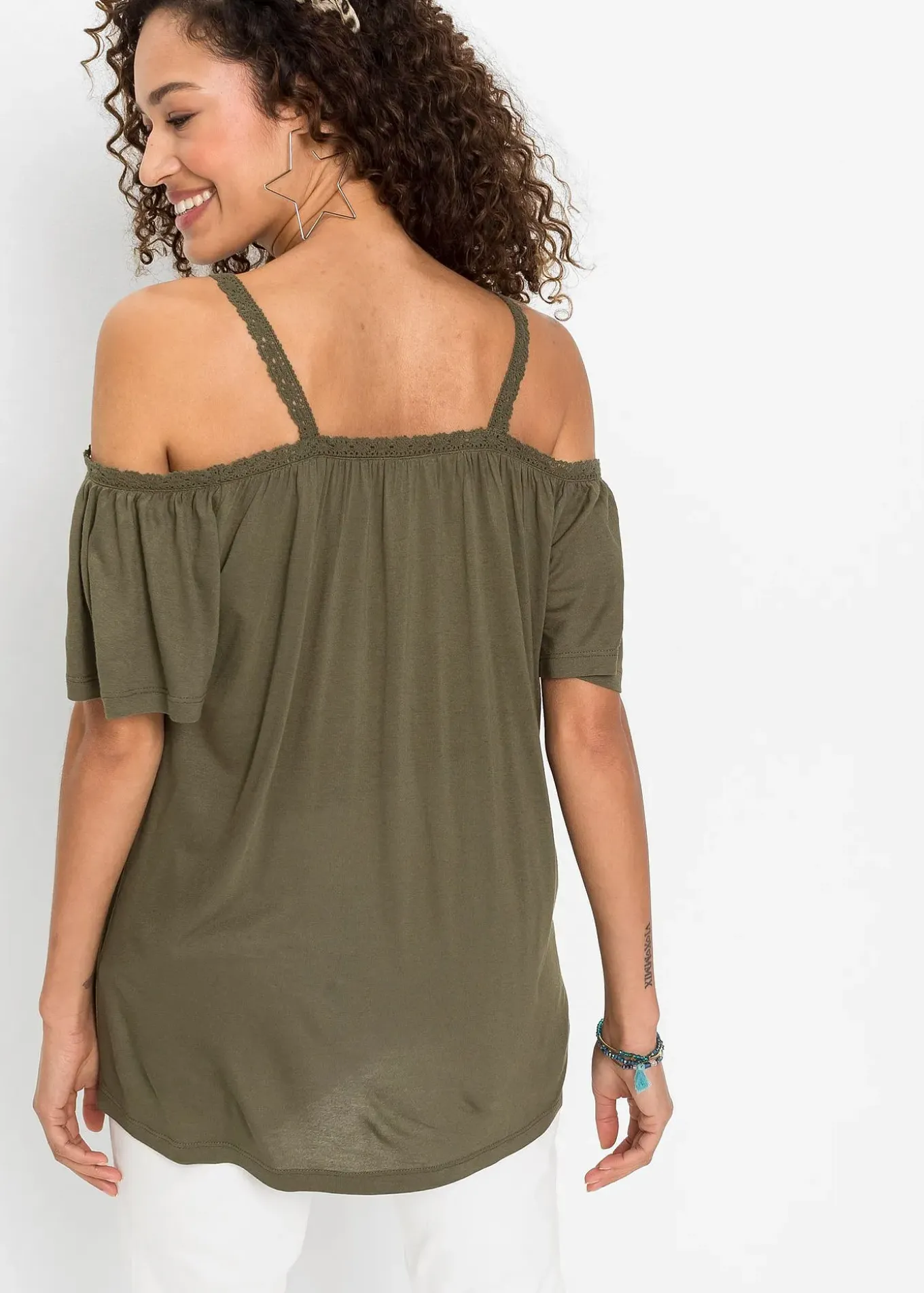 T-shirt à épaules dénudées en viscose douce