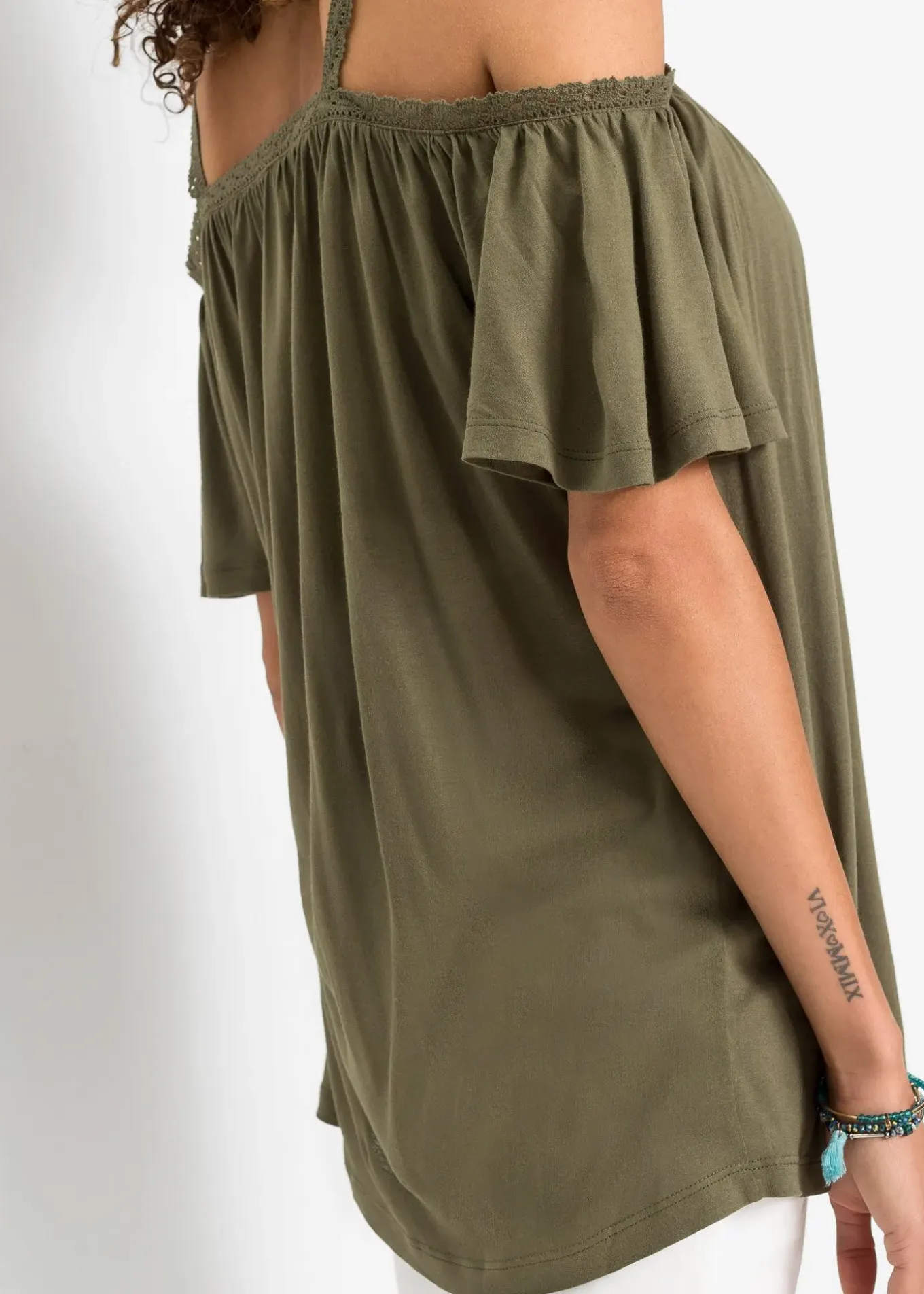 T-shirt à épaules dénudées en viscose douce