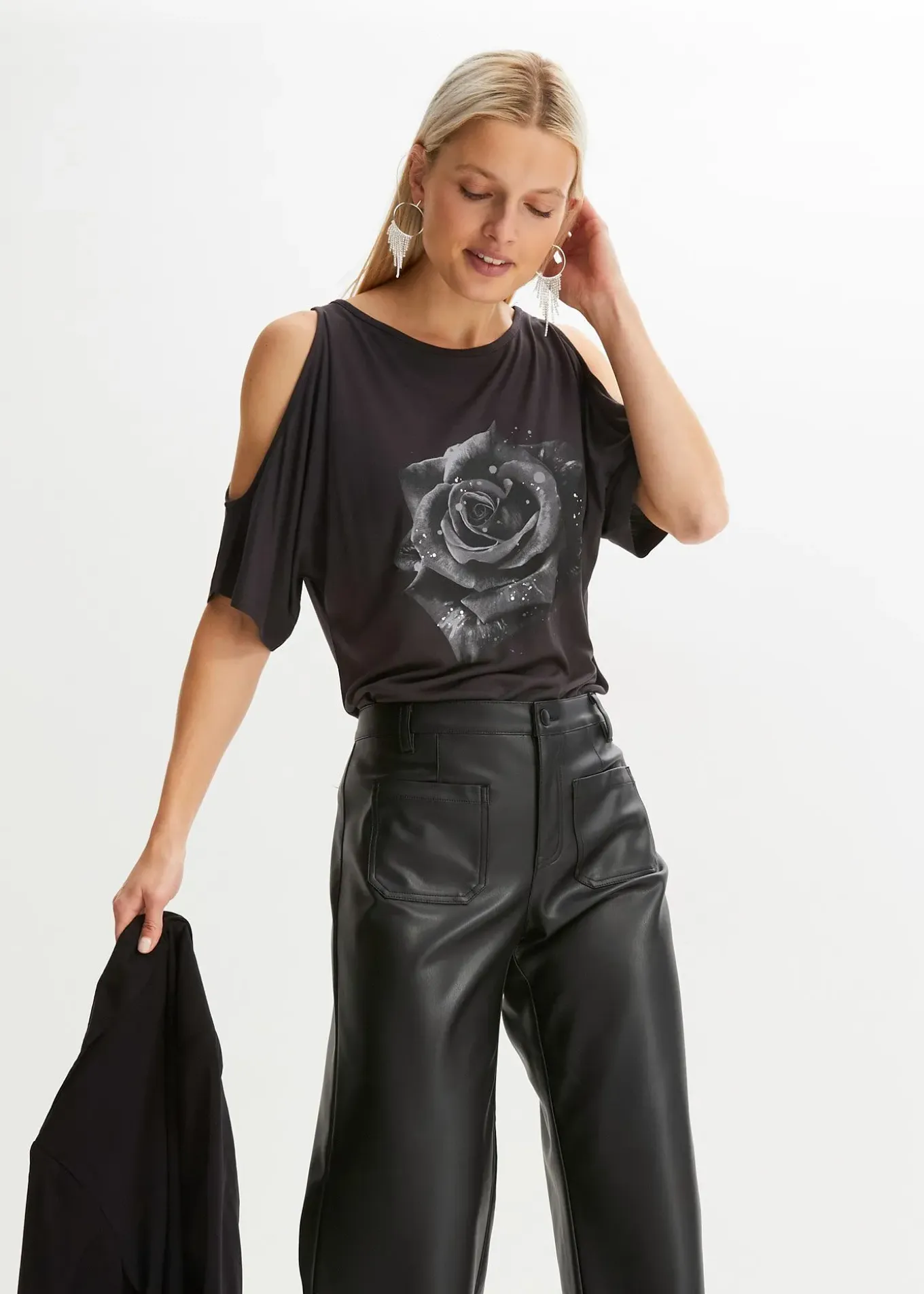 T-shirt à épaules dénudées en viscose